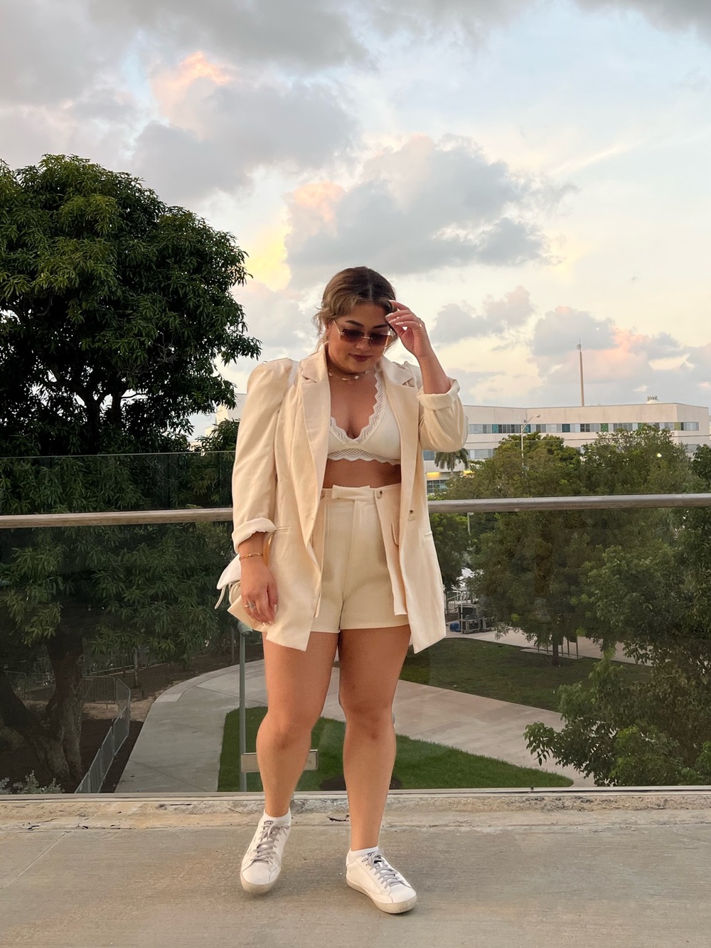 Missguided Ecru Linen Look Fitted Blazer & Overlay Pocket Shorts Set